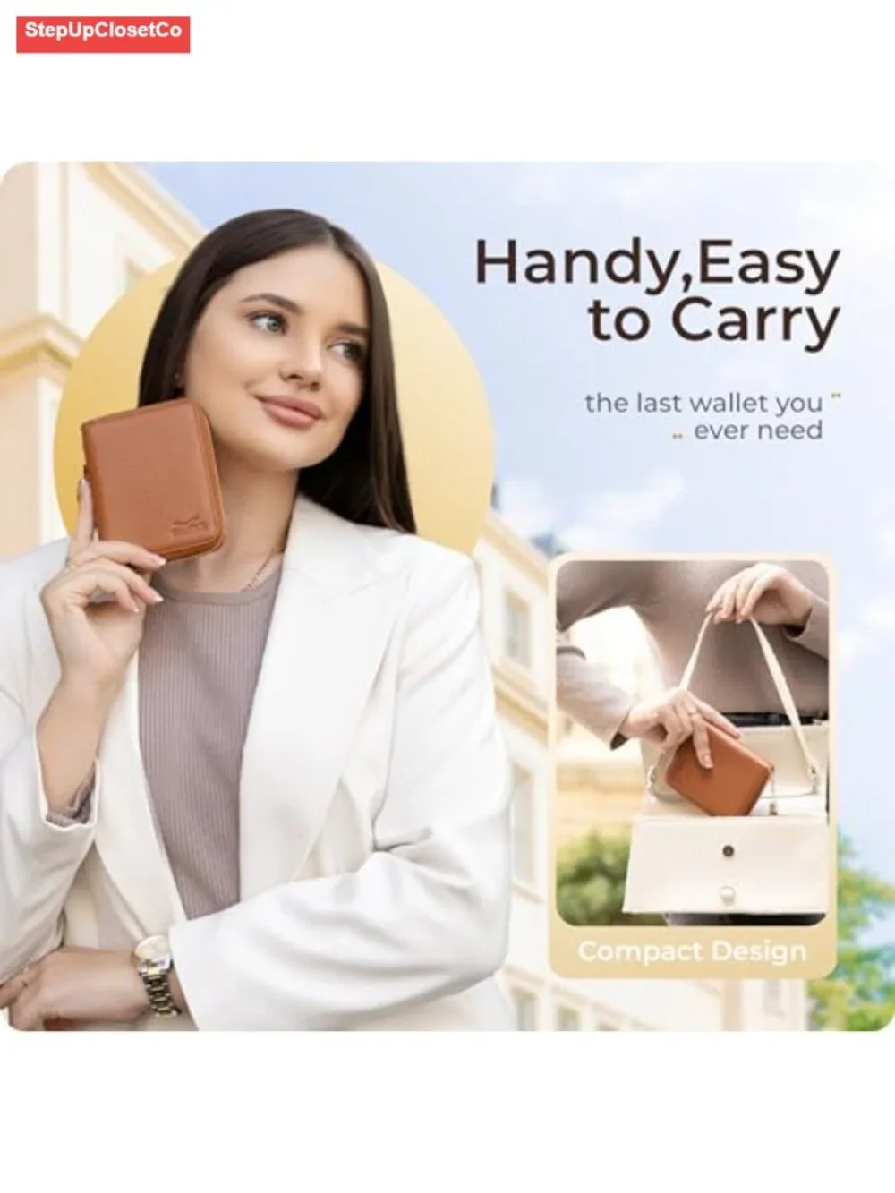 Genuine Leather RFID Blocking Bifold Wallet with Coin Pocket & Zipper